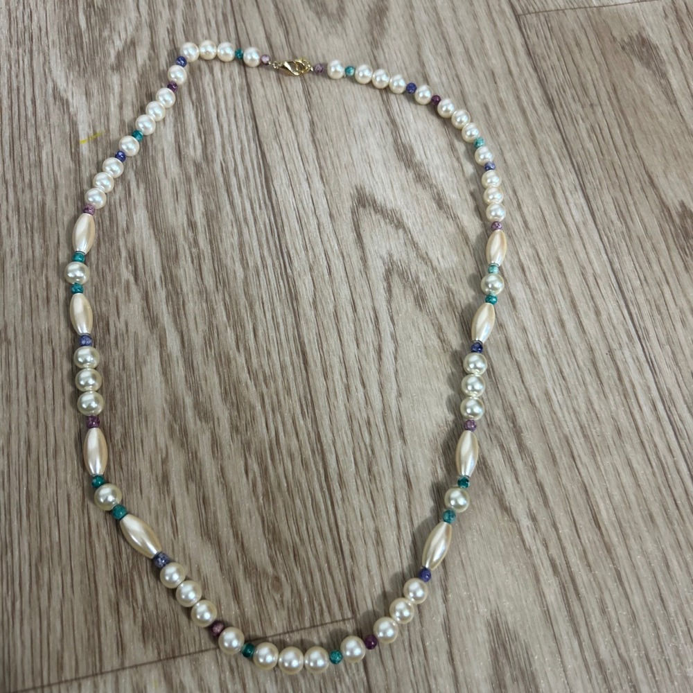 Unbranded Pearl Beaded Necklace Womens OS Cream Multi Classic Jewelry